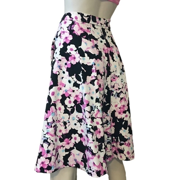 ADRIENNE Vittadini Floral Skirt A-line Full Skater with Pockets - Picture 4 of 12